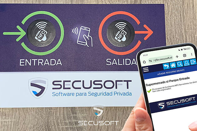 Registro horario seguro y confiable con QR/NFC Secusoft Software para Seguridad Privada