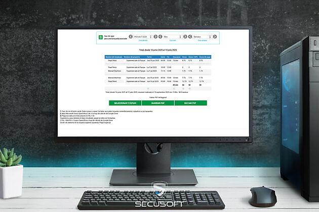 Exportación CSV de horas - Secusoft Software para Seguridad Privada