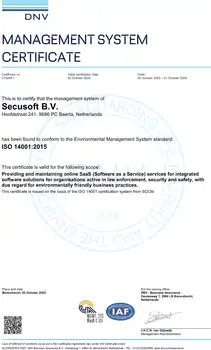 Nuestro certificado ISO 14001 - Secusoft Software para Seguridad Privada